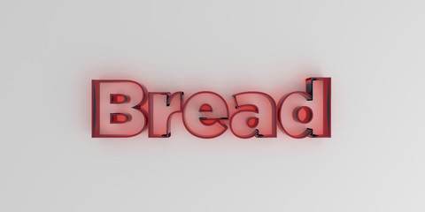 Bread - Red glass text on white background - 3D rendered royalty free stock image.