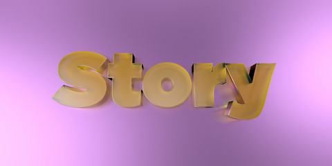 Story - colorful glass text on vibrant background - 3D rendered royalty free stock image.