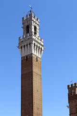 Fototapeta na wymiar Piazza del Campo, Palazzo Pubblico, La Torre del Mangia, 102 m, Siena, Tuscany, Italy