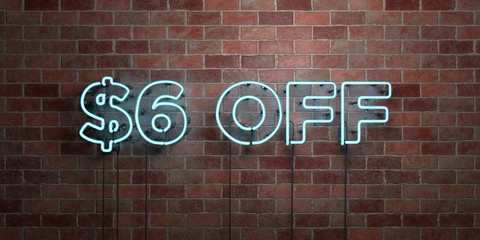 Fototapeta premium $6 OFF - fluorescent Neon tube Sign on brickwork - Front view - 3D rendered royalty free stock picture. Can be used for online banner ads and direct mailers..
