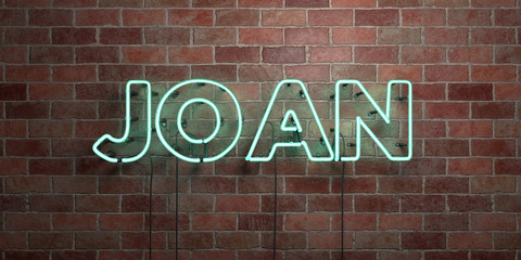 Fototapeta premium JOAN - fluorescent Neon tube Sign on brickwork - Front view - 3D rendered royalty free stock picture. Can be used for online banner ads and direct mailers..