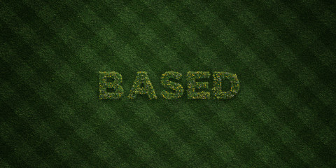 BASED - fresh Grass letters with flowers and dandelions - 3D rendered royalty free stock image. Can be used for online banner ads and direct mailers..