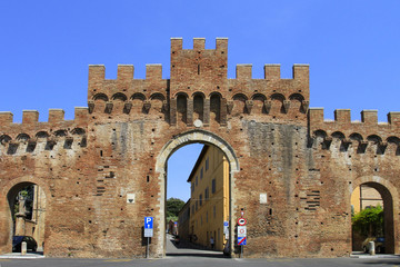 Porta Tufi Gate in Siena, Tuscany, Italy, Europe.