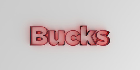 Bucks - Red glass text on white background - 3D rendered royalty free stock image.