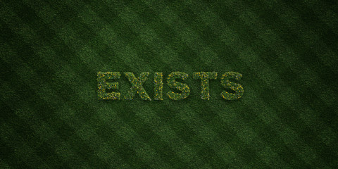 EXISTS - fresh Grass letters with flowers and dandelions - 3D rendered royalty free stock image. Can be used for online banner ads and direct mailers..