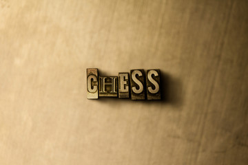 CHESS - close-up of grungy vintage typeset word on metal backdrop. Royalty free stock illustration.  Can be used for online banner ads and direct mail.