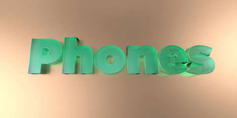 Phones - colorful glass text on vibrant background - 3D rendered royalty free stock image.