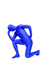 Mysterious blue man in morphsuit