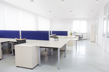 Office furniture and interiors, workplaces. High resolution photo.