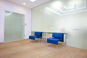 Office furniture and interiors, workplaces. High resolution photo.