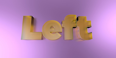 Left - colorful glass text on vibrant background - 3D rendered royalty free stock image.