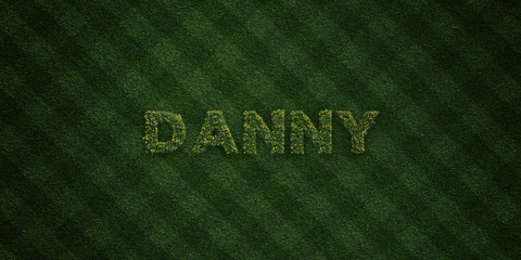 DANNY - fresh Grass letters with flowers and dandelions - 3D rendered royalty free stock image. Can be used for online banner ads and direct mailers..