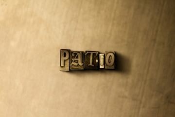 PATIO - close-up of grungy vintage typeset word on metal backdrop. Royalty free stock illustration.  Can be used for online banner ads and direct mail.