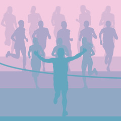 Running marathon people group vector illustration