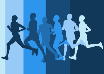 Running marathon people group vector illustration