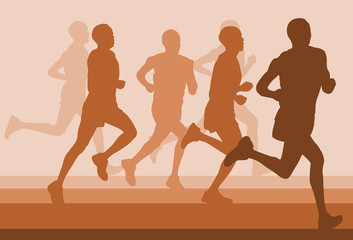 Running marathon people group vector illustration