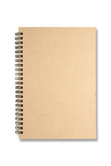 Brown notebook isolated on white background.