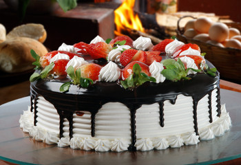 whipped cream cake with strawberry