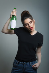 Drunk Woman. Party Girl Concept