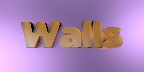 Walls - colorful glass text on vibrant background - 3D rendered royalty free stock image.