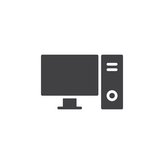 Desktop computer, PC icon vector, filled flat sign, solid pictogram isolated on white. Symbol, logo illustration