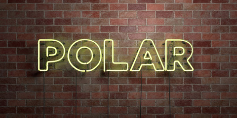 Obraz premium POLAR - fluorescent Neon tube Sign on brickwork - Front view - 3D rendered royalty free stock picture. Can be used for online banner ads and direct mailers..