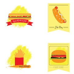 Set of fast food illustrations on a white background, Vector