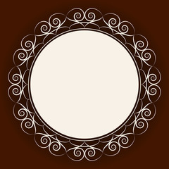 Abstract round frame with brown background.