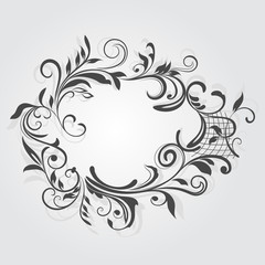 Vintage floral frame with copy space vector template.