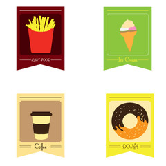 Set of fast food illustrations on a white background, Vector