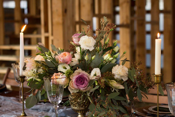 Decoration wedding table before a banquet.  Wedding party.