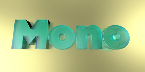 Mono - colorful glass text on vibrant background - 3D rendered royalty free stock image.
