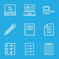 Set of 9 notebook outline icons