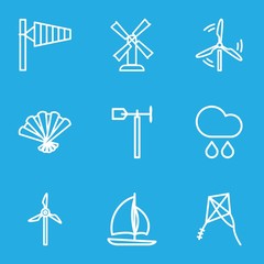 Set of 9 wind outline icons