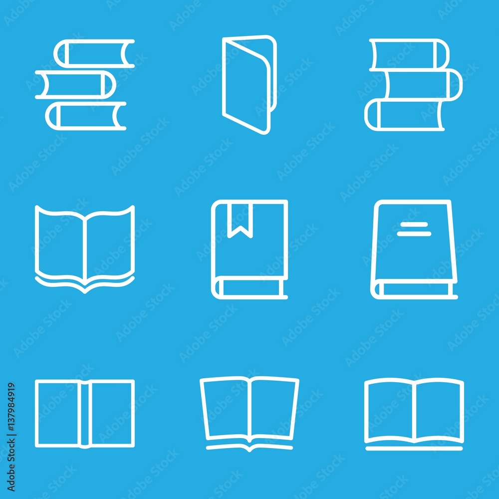 Poster set of 9 dictionary outline icons