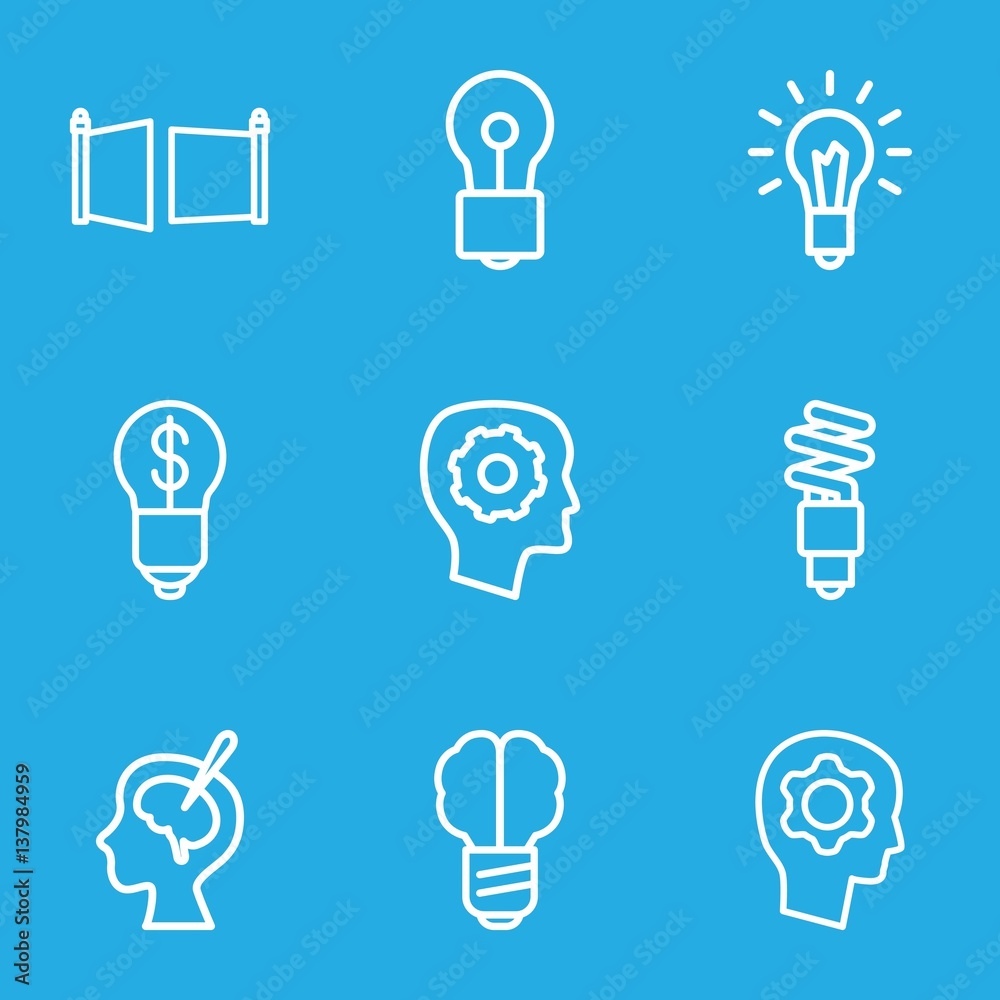 Poster set of 9 imagination outline icons