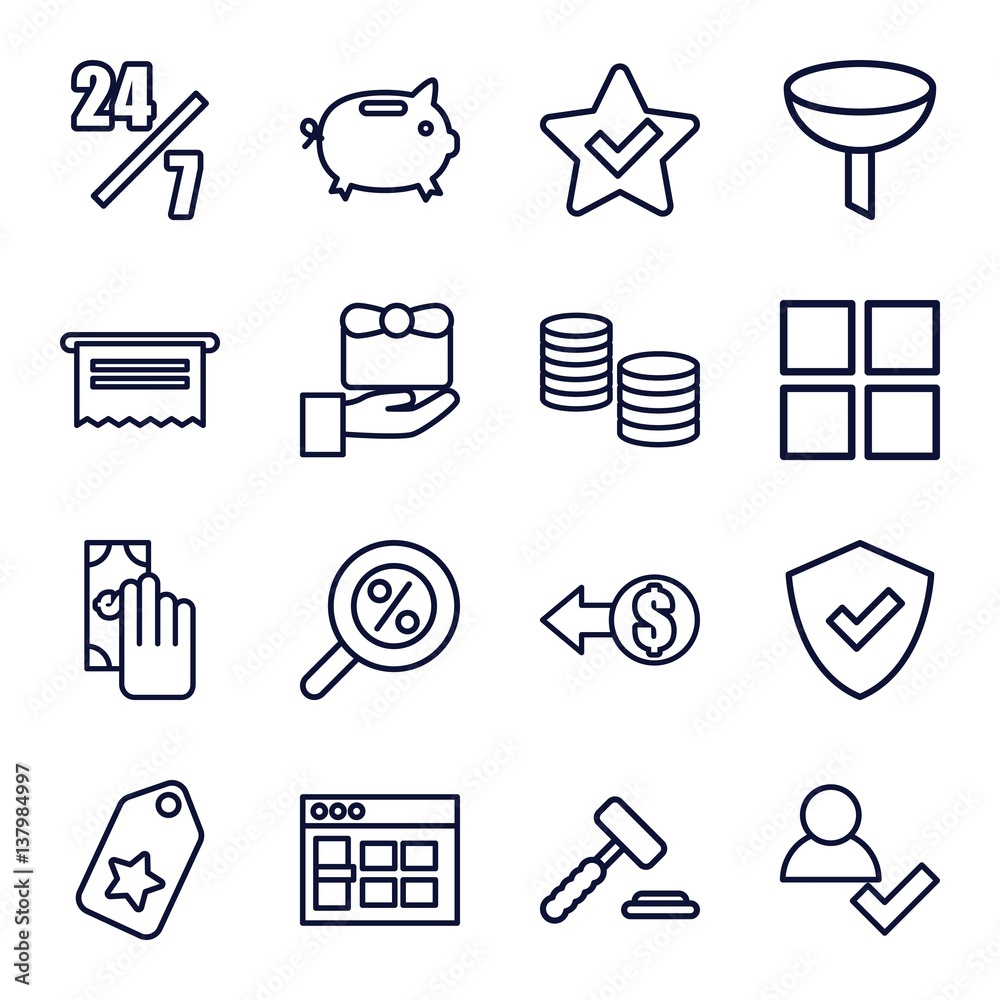 Sticker Set of 16 E-commerce outline icons