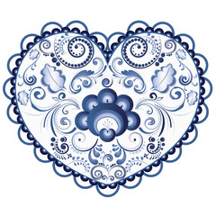 Blue Floral Heart