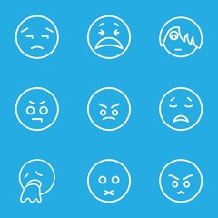 Set of 9 sad outline icons