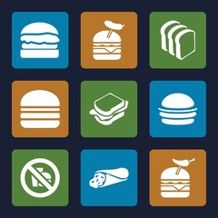 Set of 9 sandwich filled icons