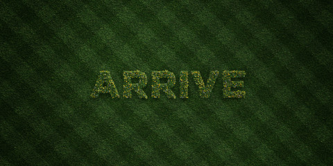 ARRIVE - fresh Grass letters with flowers and dandelions - 3D rendered royalty free stock image. Can be used for online banner ads and direct mailers..