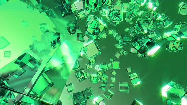 High quality video of green falling cubes loopable background