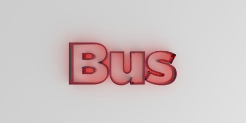 Bus - Red glass text on white background - 3D rendered royalty free stock image.