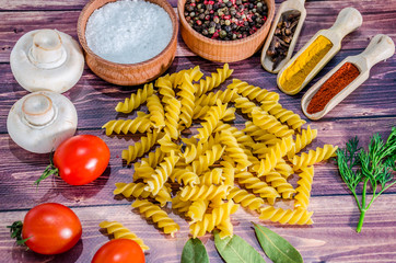 Still life with pasta ingredients