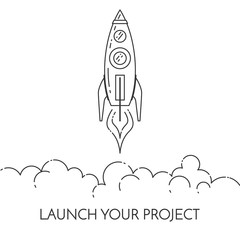 Rocket takes off Concept for new business project start-up