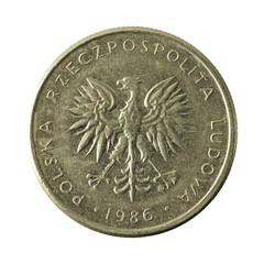 10 polish zloty coin (1986) reverse isolated on white background