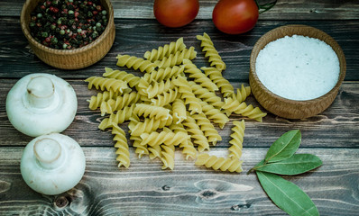 Still life with pasta ingredients