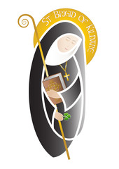 St Brigid of Kildare, patron saint of Ireland and monastic life. Artistic modern illustration.
