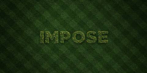 IMPOSE - fresh Grass letters with flowers and dandelions - 3D rendered royalty free stock image. Can be used for online banner ads and direct mailers..
