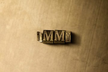 JIMMY - close-up of grungy vintage typeset word on metal backdrop. Royalty free stock illustration.  Can be used for online banner ads and direct mail.
